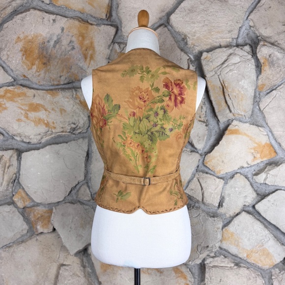 Ralph Lauren Blue Label Rare c. 1990s Hand Painted Deerskin Fringe Vest | 8 - Picture 4 of 7